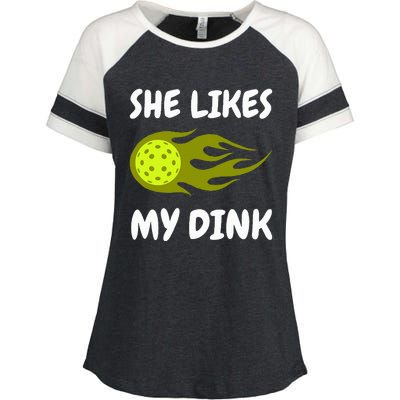 She Likes My Dink Pickleball Couple Matching Enza Ladies Jersey Colorblock Tee