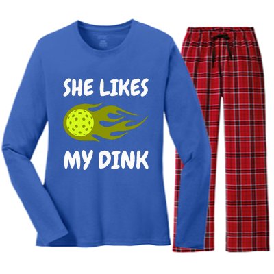 She Likes My Dink Pickleball Couple Matching Women's Long Sleeve Flannel Pajama Set 