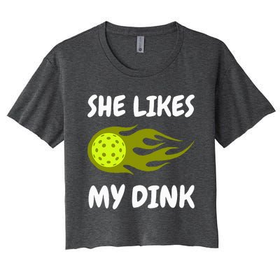 She Likes My Dink Pickleball Couple Matching Women's Crop Top Tee