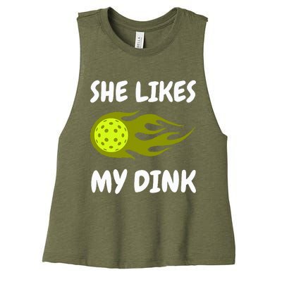 She Likes My Dink Pickleball Couple Matching Women's Racerback Cropped Tank