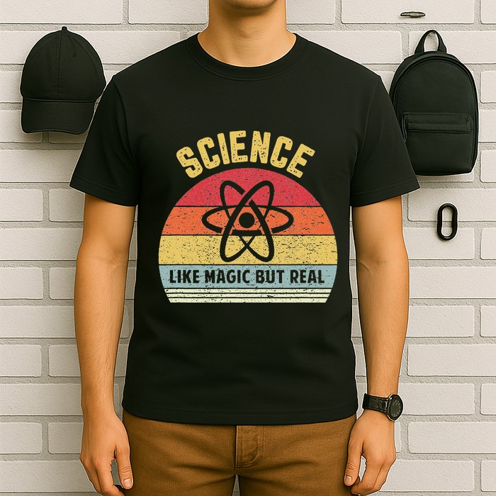 Science Like Magic But Real Funny Retro Science Teacher T-Shirt