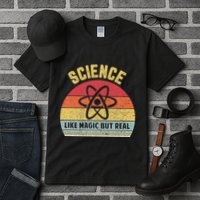 Science Like Magic But Real Funny Retro Science Teacher Tall T-Shirt