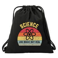Science Like Magic But Real Funny Retro Science Teacher Drawstring Bag