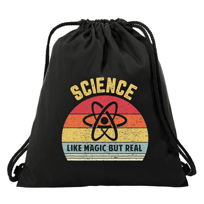 Science Like Magic But Real Funny Retro Science Teacher Drawstring Bag