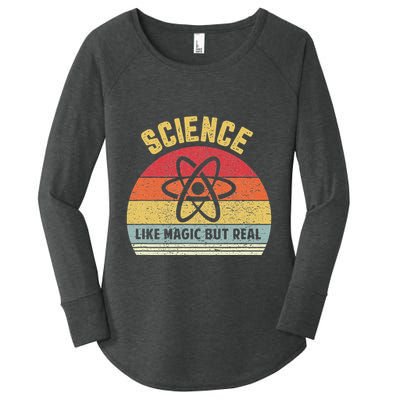 Science Like Magic But Real Funny Retro Science Teacher Women's Perfect Tri Tunic Long Sleeve Shirt