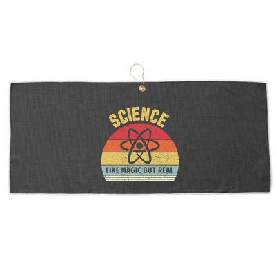 Science Like Magic But Real Funny Retro Science Teacher Large Microfiber Waffle Golf Towel