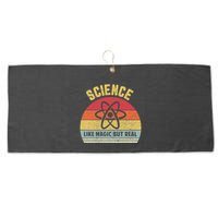 Science Like Magic But Real Funny Retro Science Teacher Large Microfiber Waffle Golf Towel