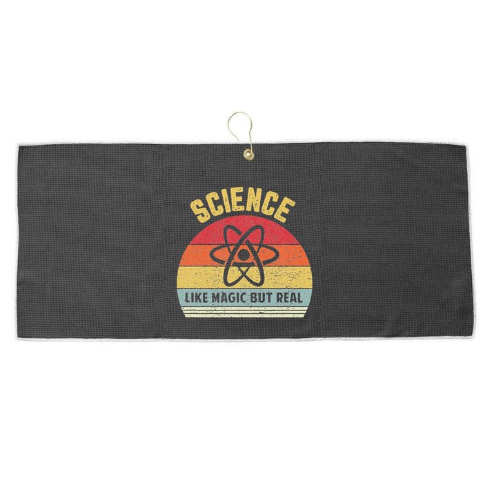 Science Like Magic But Real Funny Retro Science Teacher Large Microfiber Waffle Golf Towel