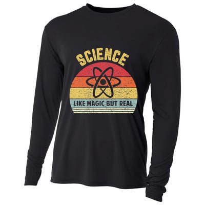 Science Like Magic But Real Funny Retro Science Teacher Cooling Performance Long Sleeve Crew