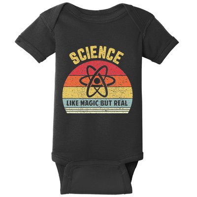Science Like Magic But Real Funny Retro Science Teacher Baby Bodysuit
