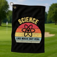 Science Like Magic But Real Funny Retro Science Teacher Golf Towel