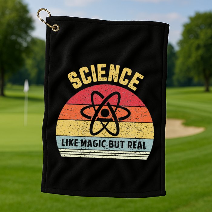 Science Like Magic But Real Funny Retro Science Teacher Golf Towel