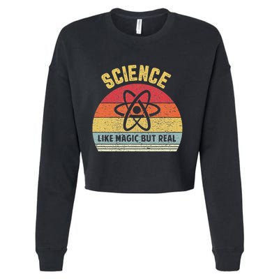 Science Like Magic But Real Funny Retro Science Teacher Cropped Pullover Crew