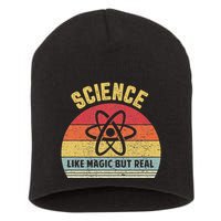 Science Like Magic But Real Funny Retro Science Teacher Short Acrylic Beanie