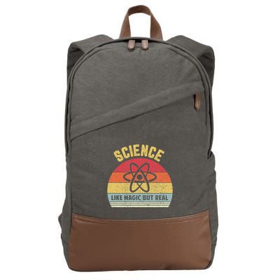 Science Like Magic But Real Funny Retro Science Teacher Cotton Canvas Backpack