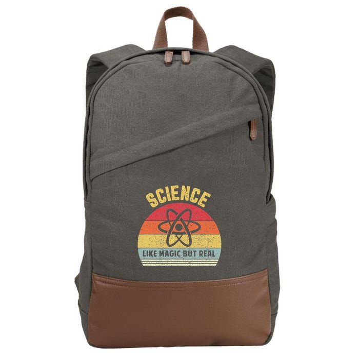 Science Like Magic But Real Funny Retro Science Teacher Cotton Canvas Backpack