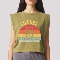 Science Like Magic But Real Funny Retro Science Teacher Garment-Dyed Women's Muscle Tee