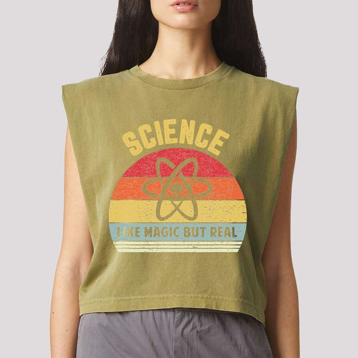 Science Like Magic But Real Funny Retro Science Teacher Garment-Dyed Women's Muscle Tee