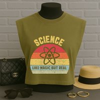 Science Like Magic But Real Funny Retro Science Teacher Garment-Dyed Women's Muscle Tee
