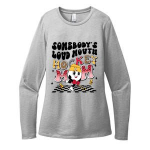 Somebodys Loud Mouth Ice Hockey Mom Funny Retro Game Day Funny Gift Womens CVC Long Sleeve Shirt