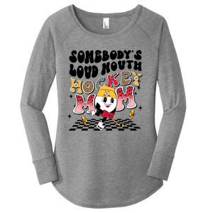 Somebodys Loud Mouth Ice Hockey Mom Funny Retro Game Day Funny Gift Women's Perfect Tri Tunic Long Sleeve Shirt