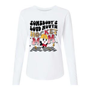 Somebodys Loud Mouth Ice Hockey Mom Funny Retro Game Day Funny Gift Womens Cotton Relaxed Long Sleeve T-Shirt