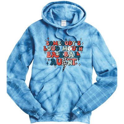 Somebody's Loud Mouth Baseball Aunt Mothers Day Groovy Tie Dye Hoodie