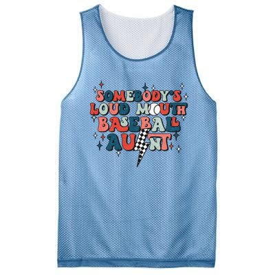 Somebody's Loud Mouth Baseball Aunt Mothers Day Groovy Mesh Reversible Basketball Jersey Tank