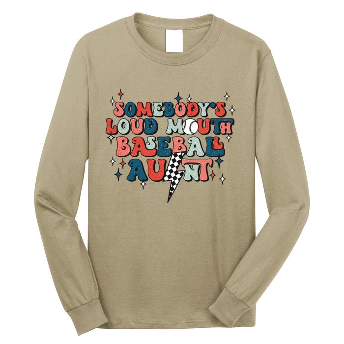 Somebody's Loud Mouth Baseball Aunt Mothers Day Groovy Long Sleeve Shirt