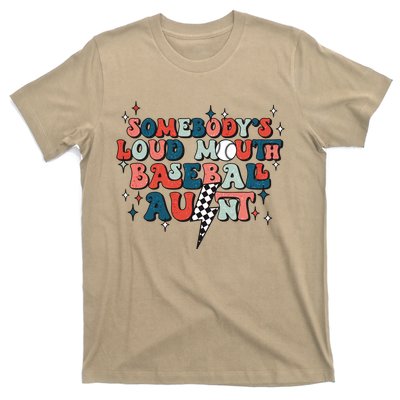 Somebody's Loud Mouth Baseball Aunt Mothers Day Groovy T-Shirt