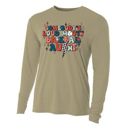 Somebody's Loud Mouth Baseball Aunt Mothers Day Groovy Cooling Performance Long Sleeve Crew