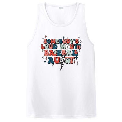 Somebody's Loud Mouth Baseball Aunt Mothers Day Groovy PosiCharge Competitor Tank