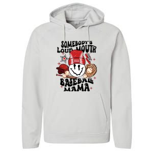 Somebody's Loud Mouth Baseball Mothers Day Groovy Performance Fleece Hoodie