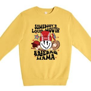 Somebody's Loud Mouth Baseball Mothers Day Groovy Premium Crewneck Sweatshirt