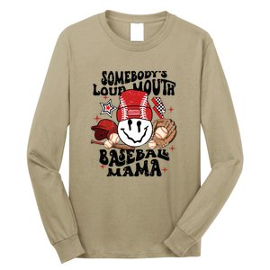 Somebody's Loud Mouth Baseball Mothers Day Groovy Long Sleeve Shirt