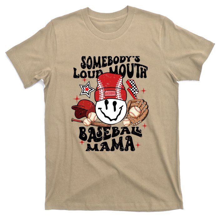 Somebody's Loud Mouth Baseball Mothers Day Groovy T-Shirt