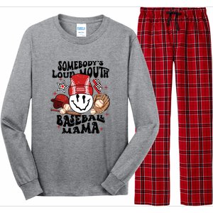 Somebody's Loud Mouth Baseball Mothers Day Groovy Long Sleeve Pajama Set