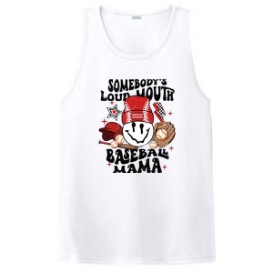 Somebody's Loud Mouth Baseball Mothers Day Groovy PosiCharge Competitor Tank