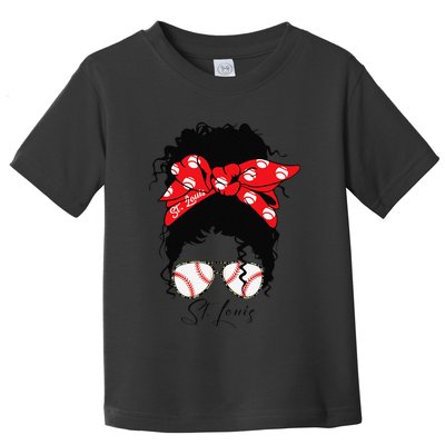 St. Louis Messy Bun Baseball Fan Souvenir I Love St. Louis Toddler T-Shirt