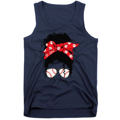 St. Louis Messy Bun Baseball Fan Souvenir I Love St. Louis Tank Top