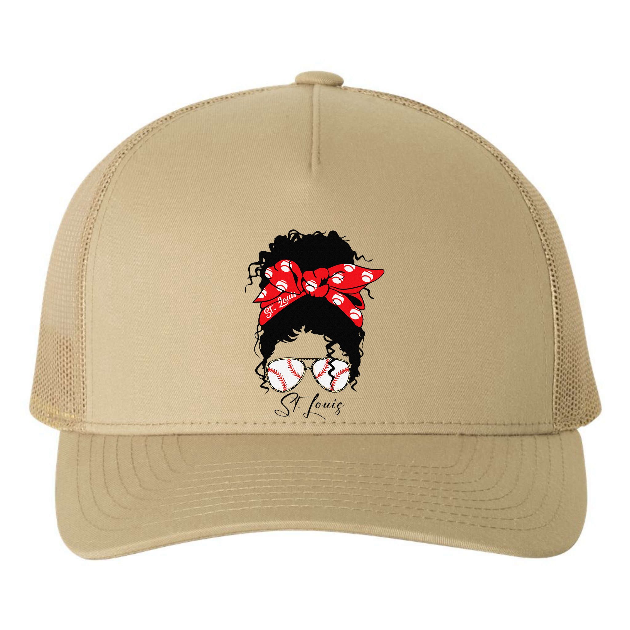 St. Louis Messy Bun Baseball Fan Souvenir I Love St. Louis Yupoong Adult 5-Panel Trucker Hat