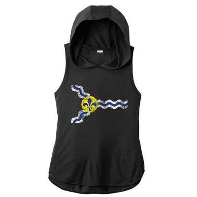 St. Louis Miss Souri Fleur De Lis Flag Ladies PosiCharge Tri-Blend Wicking Draft Hoodie Tank