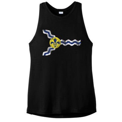 St. Louis Miss Souri Fleur De Lis Flag Ladies PosiCharge Tri-Blend Wicking Tank