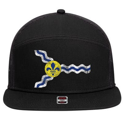 St. Louis Miss Souri Fleur De Lis Flag 7 Panel Mesh Trucker Snapback Hat