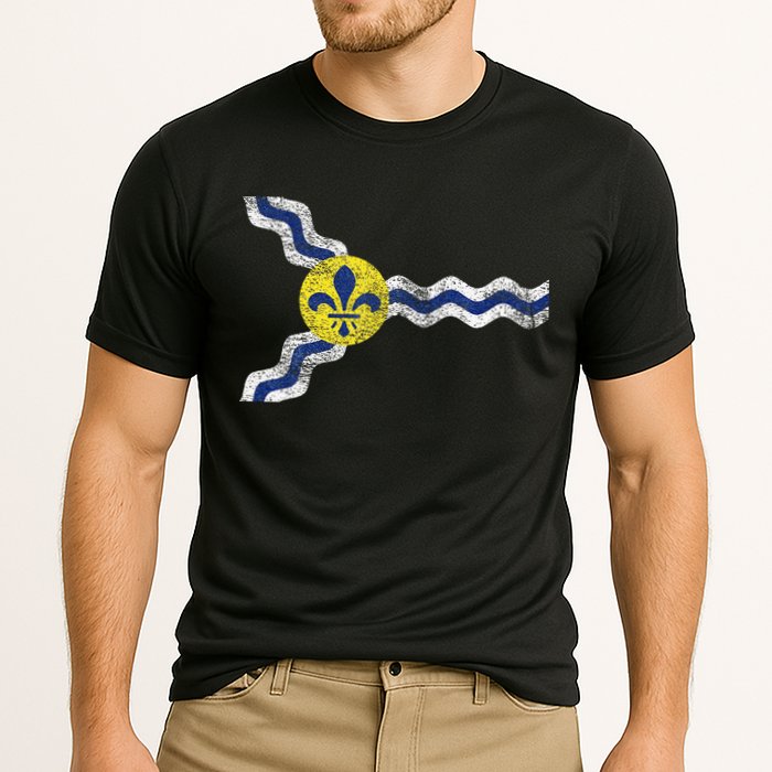 St. Louis Miss Souri Fleur De Lis Flag Cooling Performance Crew T-Shirt