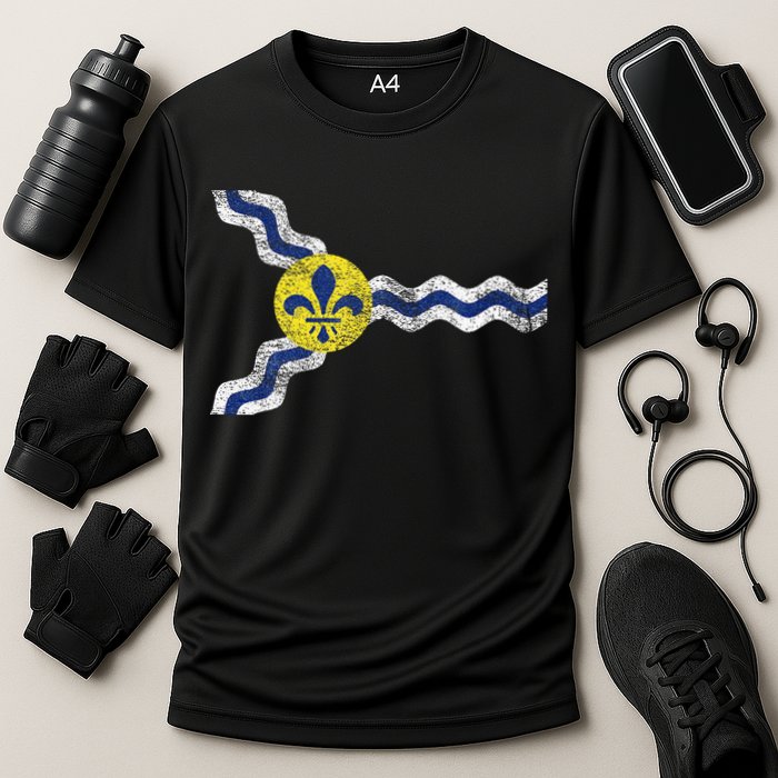 St. Louis Miss Souri Fleur De Lis Flag Cooling Performance Crew T-Shirt