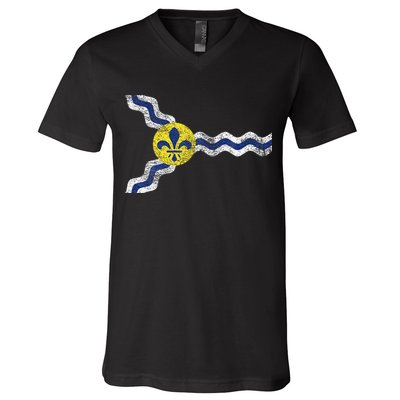 St. Louis Miss Souri Fleur De Lis Flag V-Neck T-Shirt