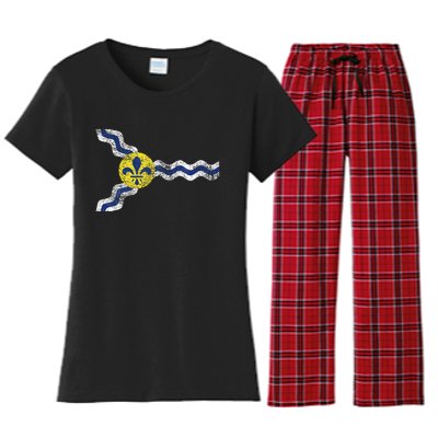 St. Louis Miss Souri Fleur De Lis Flag Women's Flannel Pajama Set