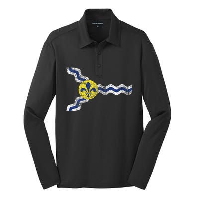 St. Louis Miss Souri Fleur De Lis Flag Silk Touch Performance Long Sleeve Polo