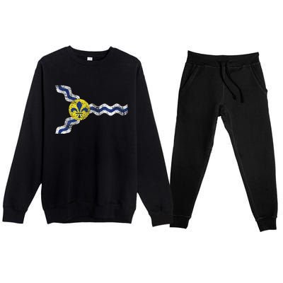 St. Louis Miss Souri Fleur De Lis Flag Premium Crewneck Sweatsuit Set